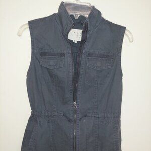 A New Day Womens Vest Sleeveless Pockets Army Theme denim Size Large